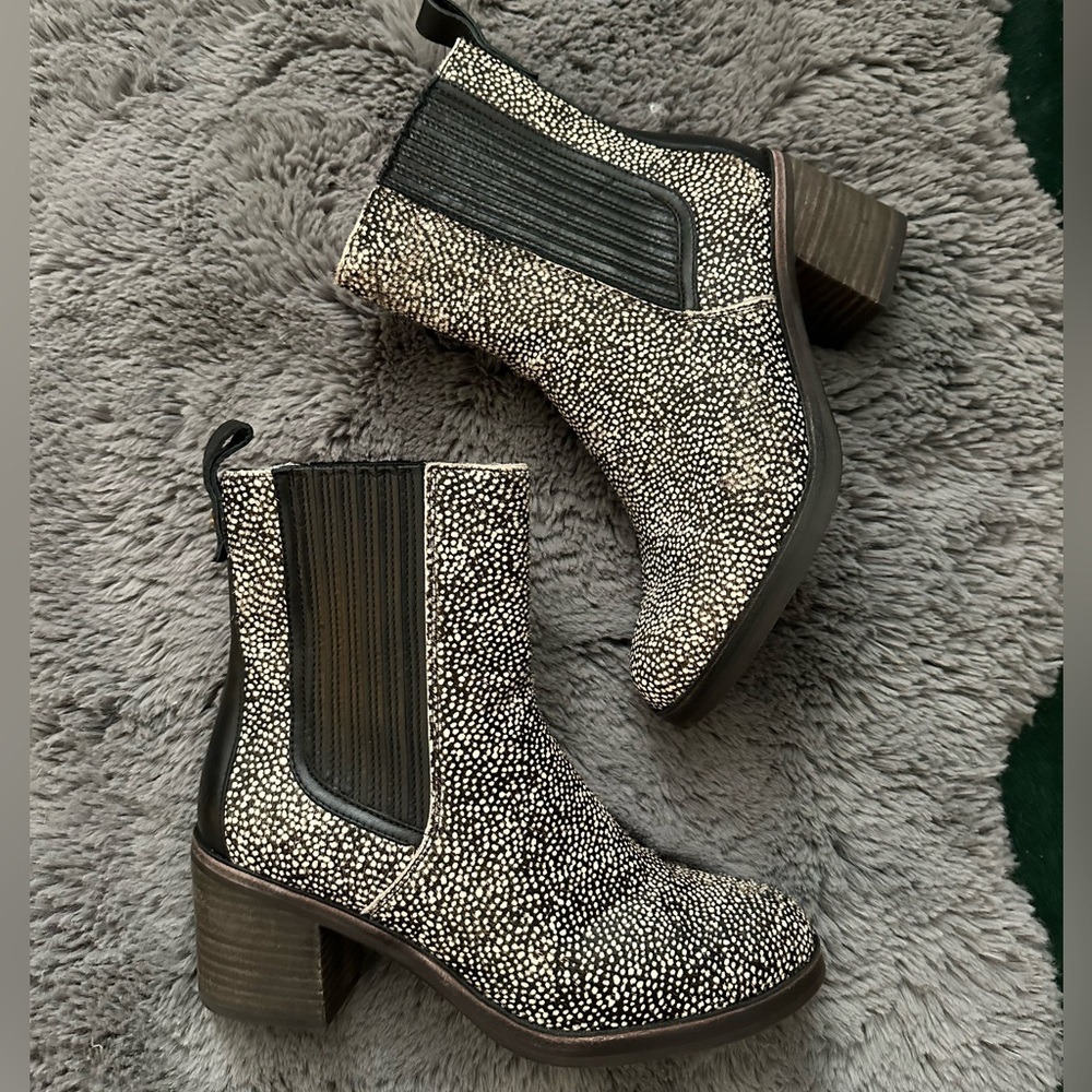 UGG Camden Exotic Calf Hair Boots in Dark Brown and Cream